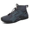 Barfußschuh in Dunkelgrau mit atmungsaktivem Mesh-Obermaterial, elastischem Knöchelabschluss und robuster, rutschfester Sohle – ideal für Outdoor-Aktivitäten