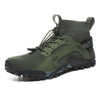 Barfußschuh in khaki mit atmungsaktivem Mesh-Obermaterial, elastischem Knöchelabschluss und robuster, rutschfester Sohle – ideal für Outdoor-Aktivitäten