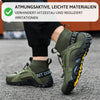 Grüner Barfußschuh mit atmungsaktivem Obermaterial und robuster Profilsohle mit gelben Akzenten – ideal zur Vermeidung von Hitzestau und für hohen Tragekomfort im Alltag oder Outdoor-Bereich